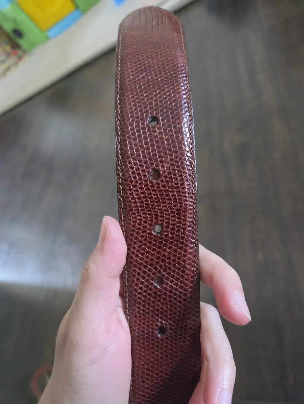 Vintage Linda Allard for Ellen Tracy Genuine Lizard Skin Belt, Made in USA L